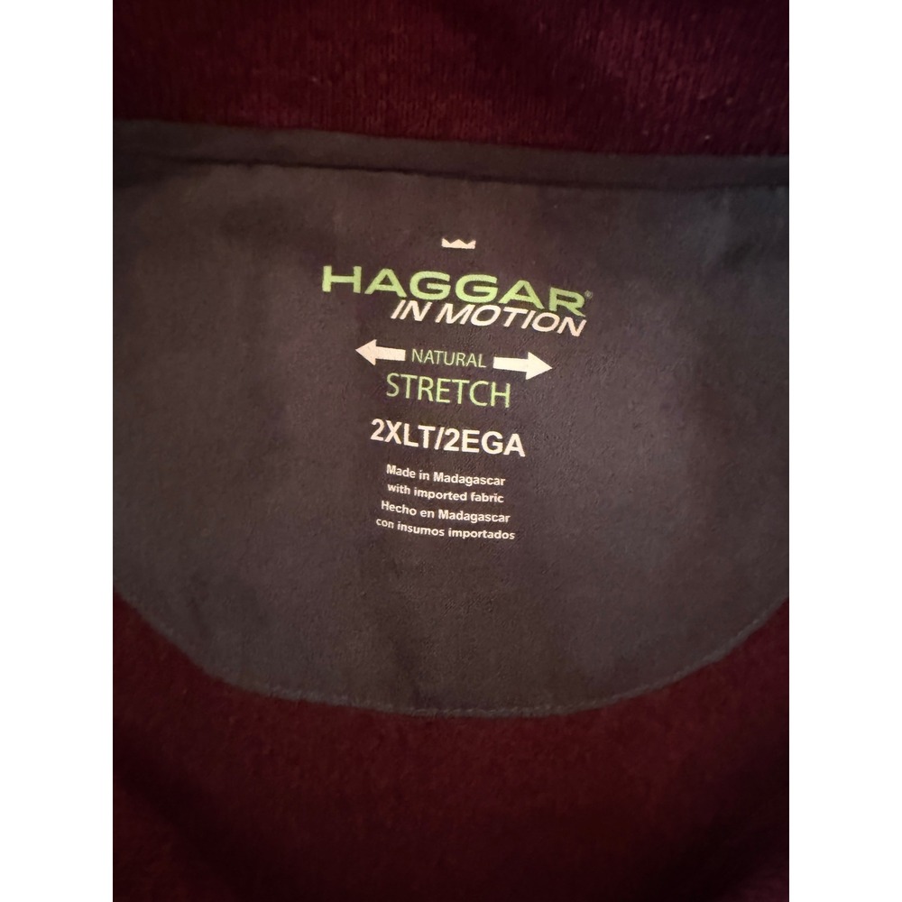 Haggar Men's 2XLT Big & Tall Burgundy Quarter Zip Sweater Fleece Pullover - Picture 6 of 10